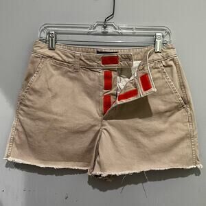 NEW The Limited Y2K Cotton Cut Off Frayed Chino Khaki Boyfriend Velcro Shorts 8